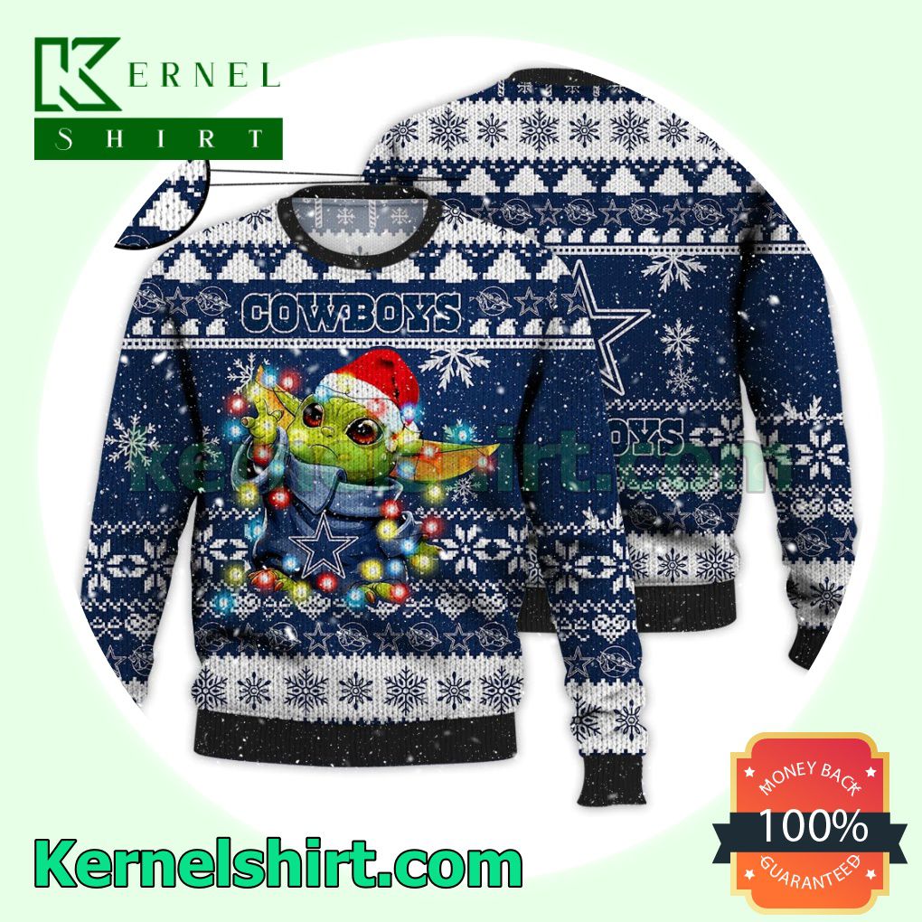 Dallas Cowboys Grogu NFL Xmas Knitted Sweater