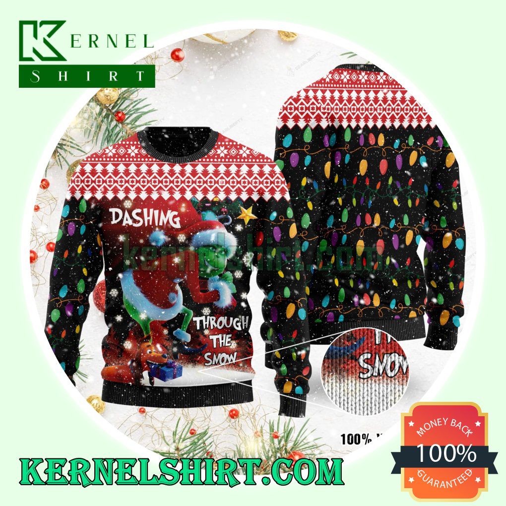 Dashing Through The Snow The Grinch Knitting Christmas Sweatshirts