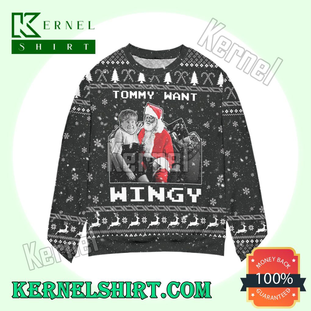 Dear Santa Tommy Want Wingy Snowflake Knitted Christmas Sweatshirts