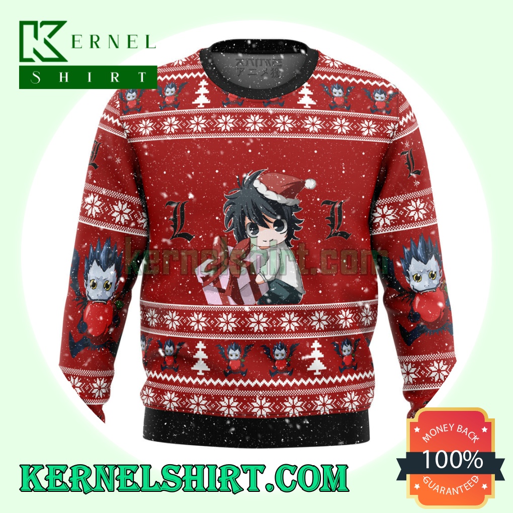 Death Note Chibi L Knitting Christmas Sweatshirts