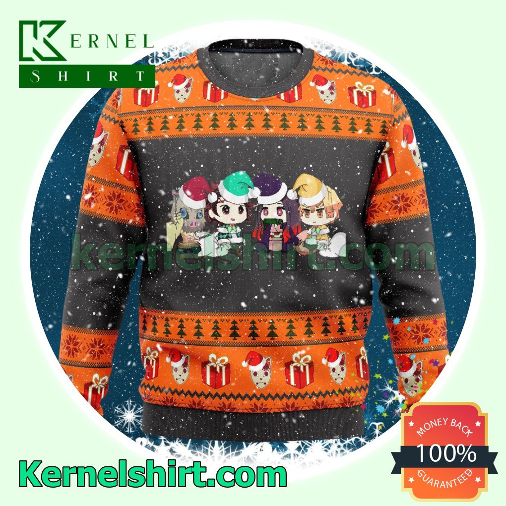 Demon Slayer Chibi Characters Manga Anime Knitted Christmas Jumper