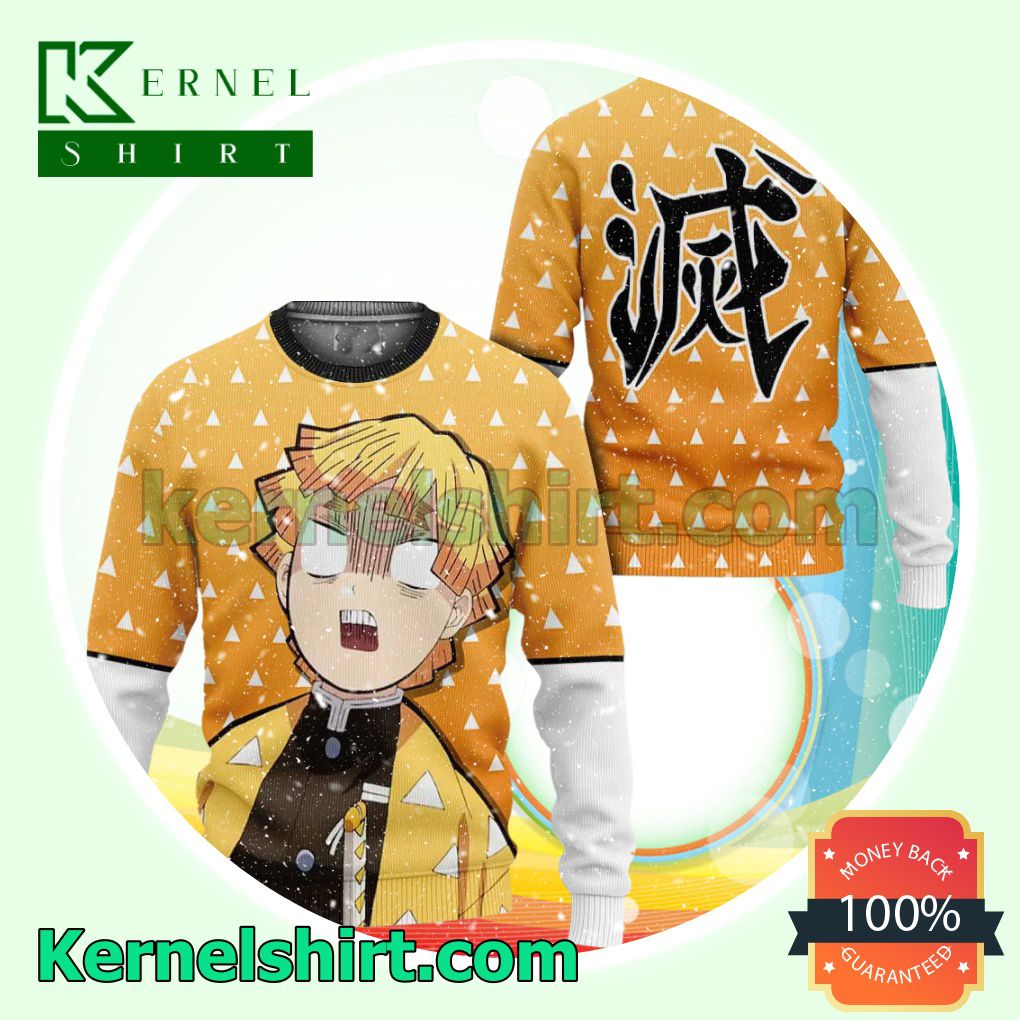 Demon Slayer Zenitsu Manga Anime Knitted Christmas Jumper