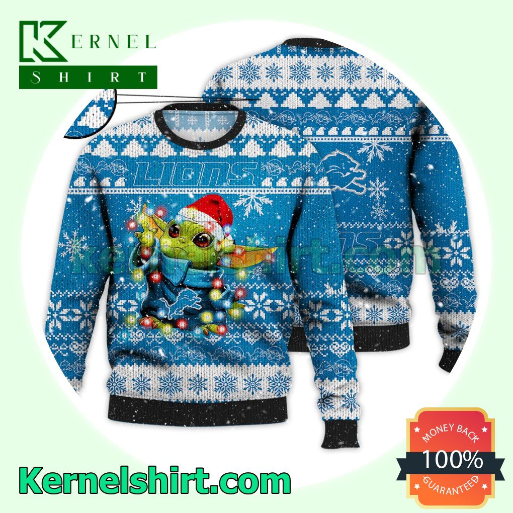 Detroit Lions Grogu NFL Xmas Knitted Sweater