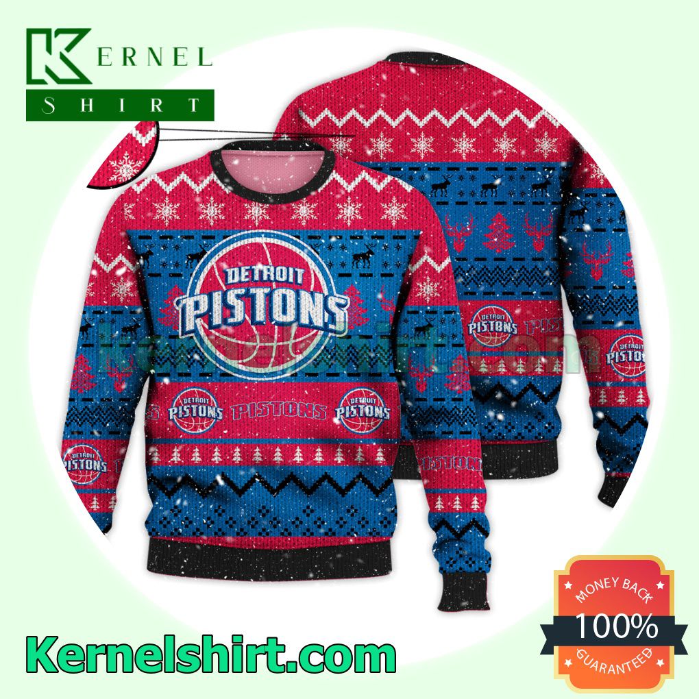 Detroit Pistons NBA Funny Knitted Christmas Jumper