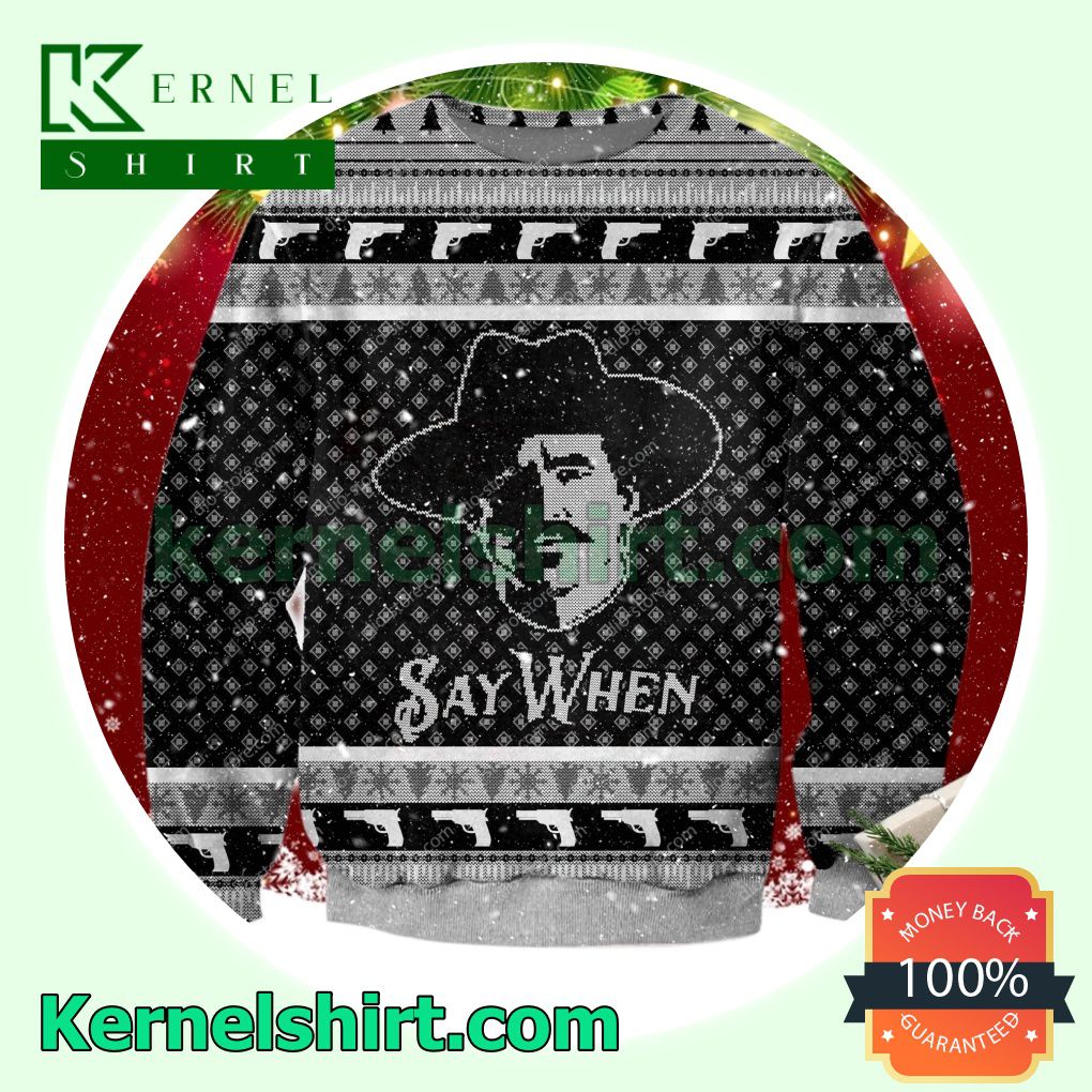 Doc Holliday Tombstone Say When Meme Knitted Christmas Jumper