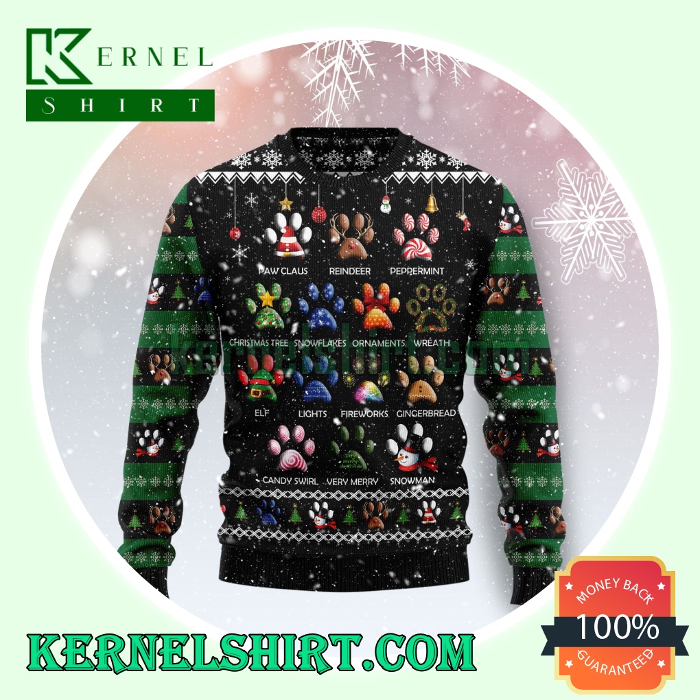 Dog Pawprint Collection Knitting Christmas Sweatshirts