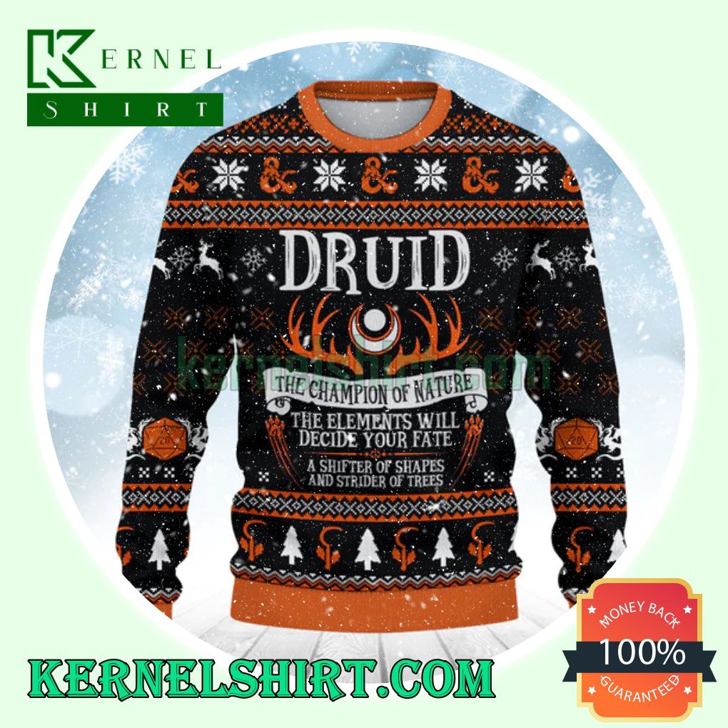 Druid The Champions Of Nature D20 Dungeons Xmas Knit Sweaters
