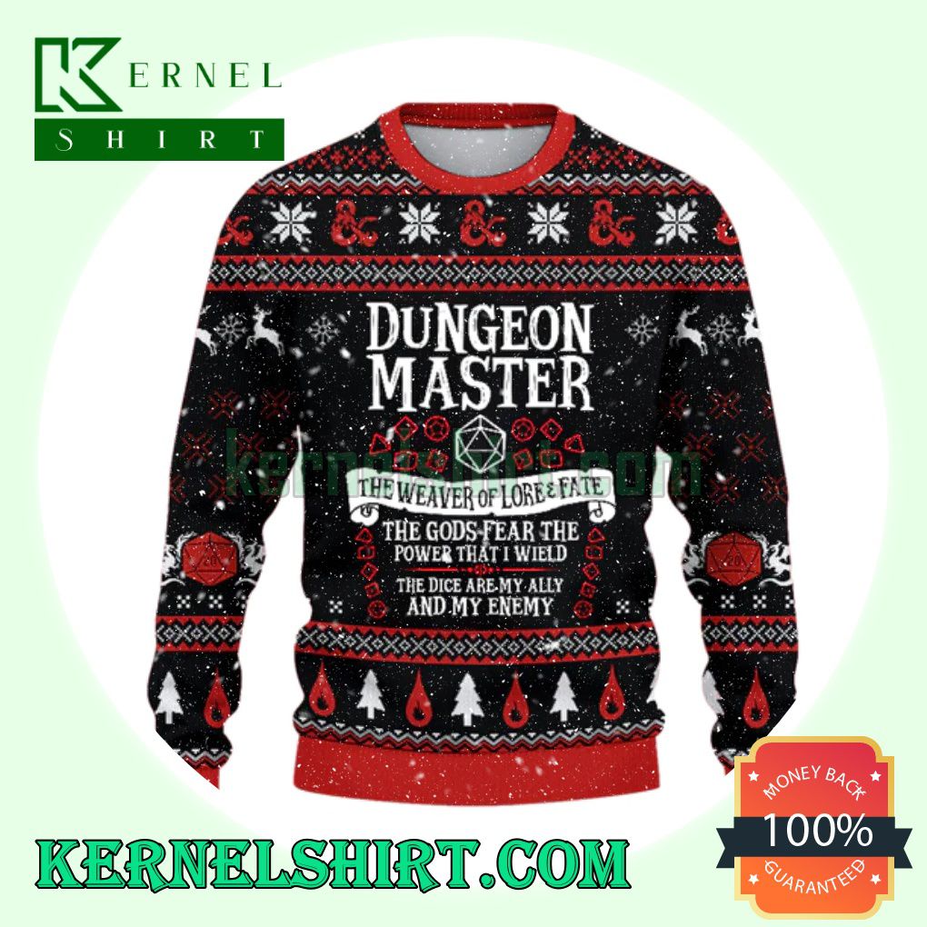 Dungeon Master The Weaver Of Lore And Fate D20 Dungeons Xmas Knit Sweaters