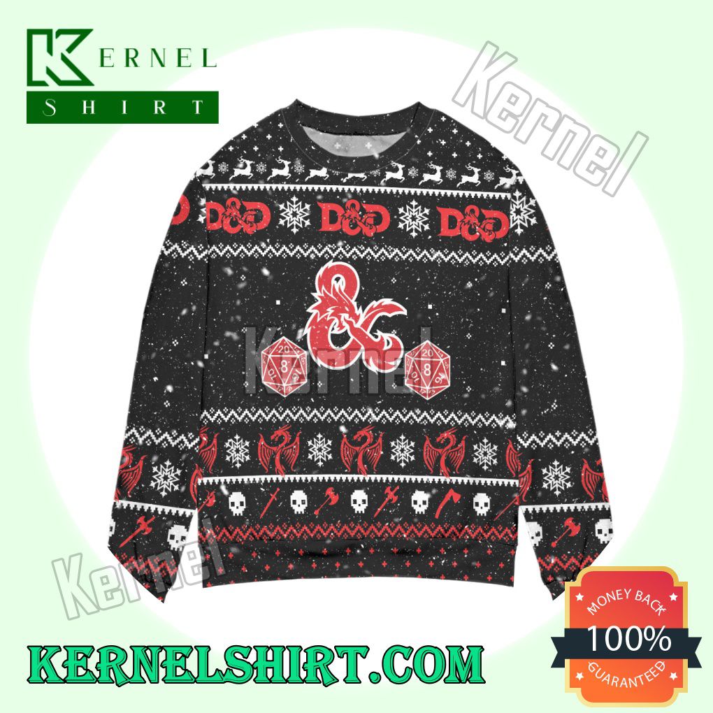 Dungeons And Dragons Dice Snowflake Knitted Christmas Sweatshirts