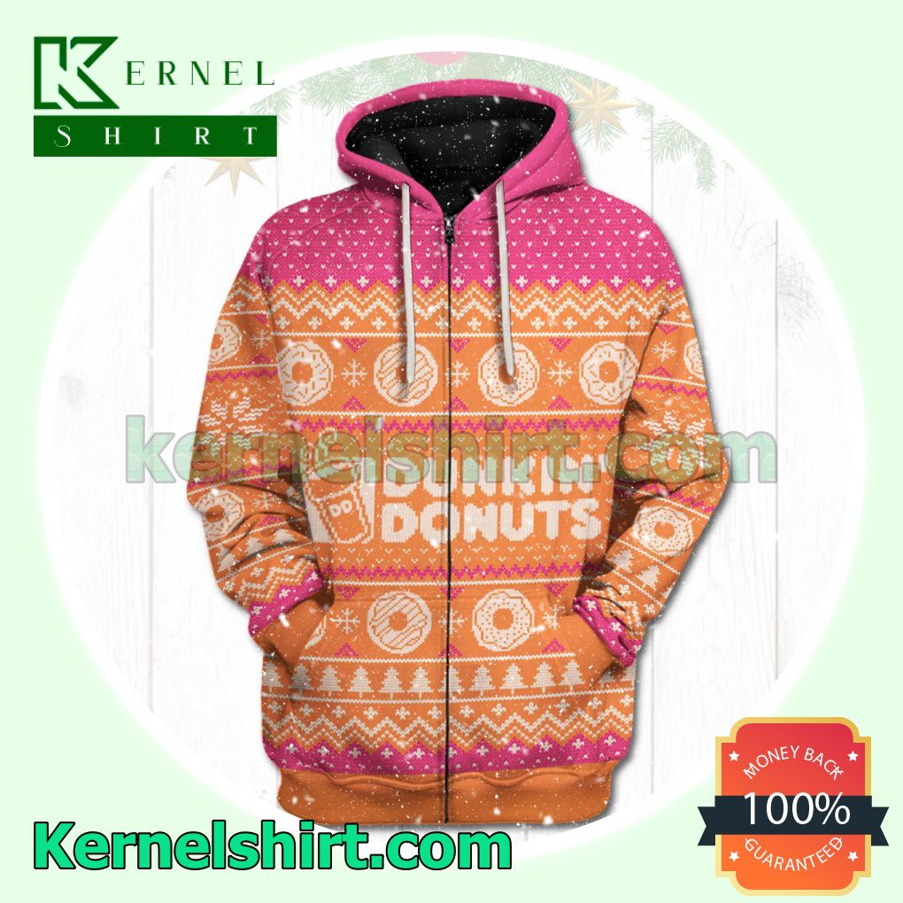 Dunkin Donuts Xmas Ugly Hoodie Jacket