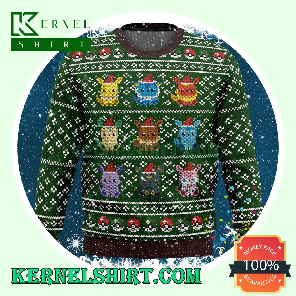 Eevee Eeveelutions Pokemon Knitting Christmas Sweatshirts