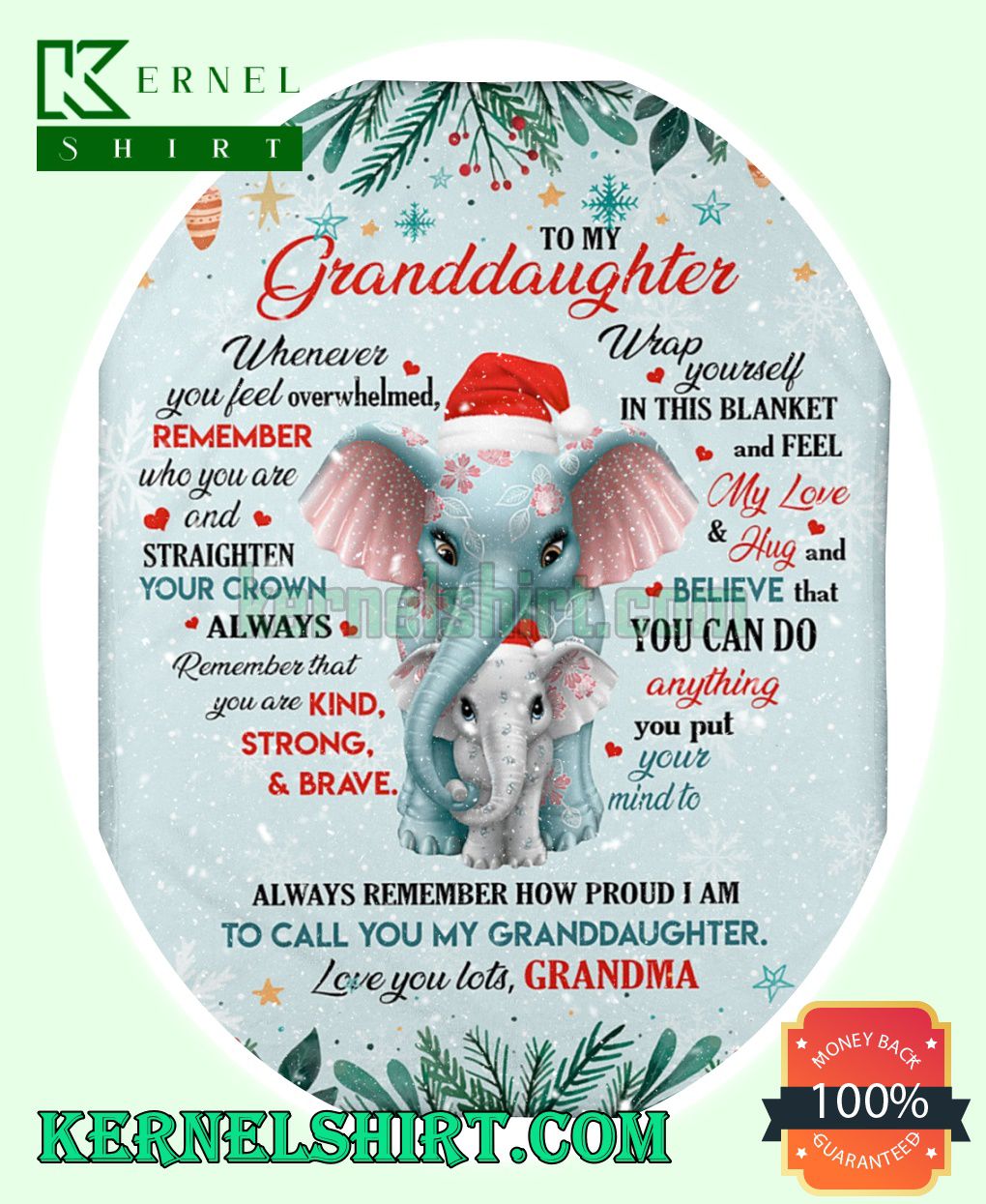Elephant To My Granddaughter Always Remember How Proud I Am To Call You Christmas Fleece Blanket