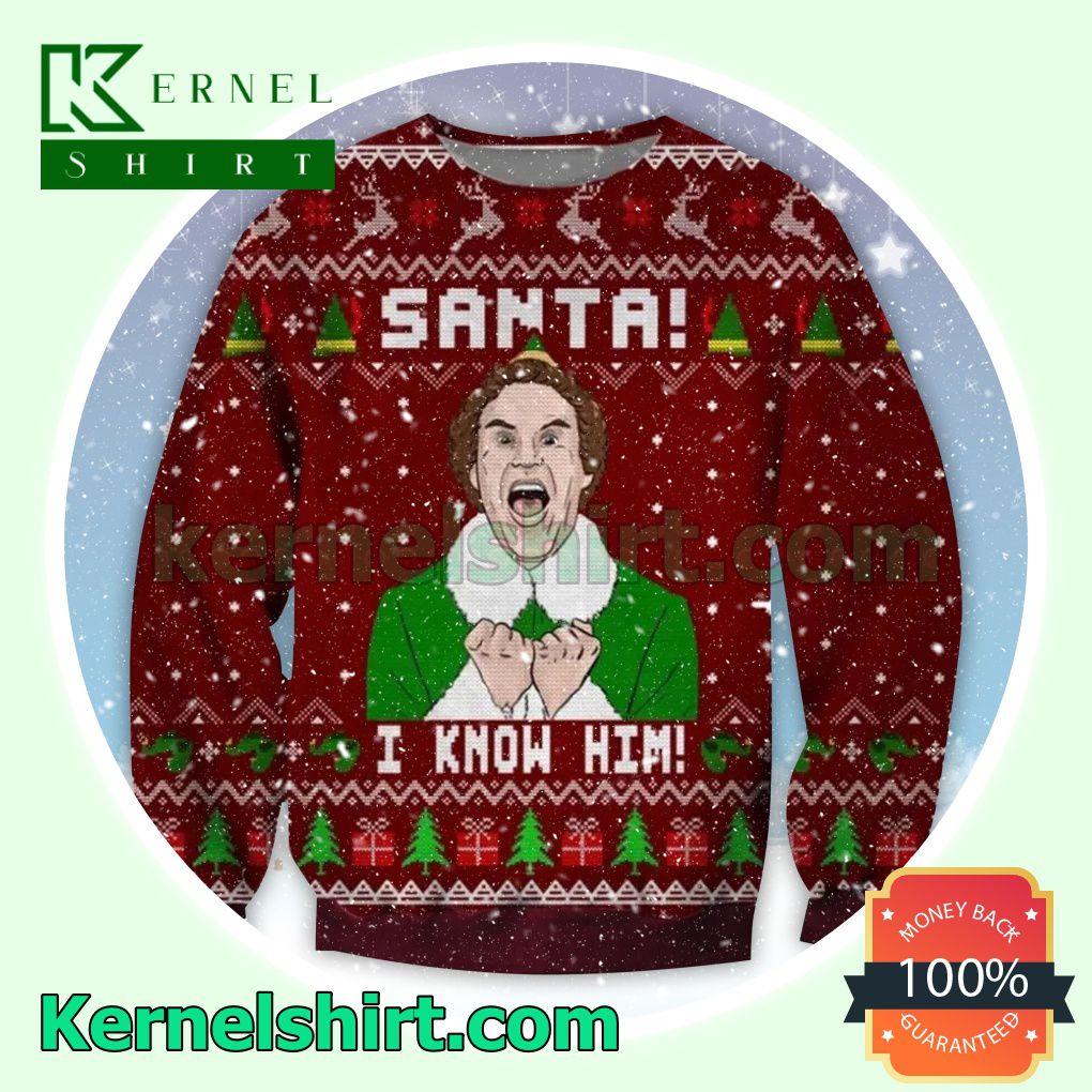 Elf Movie Santa I Know Him Snowflake Knitted Christmas Sweatshirts
