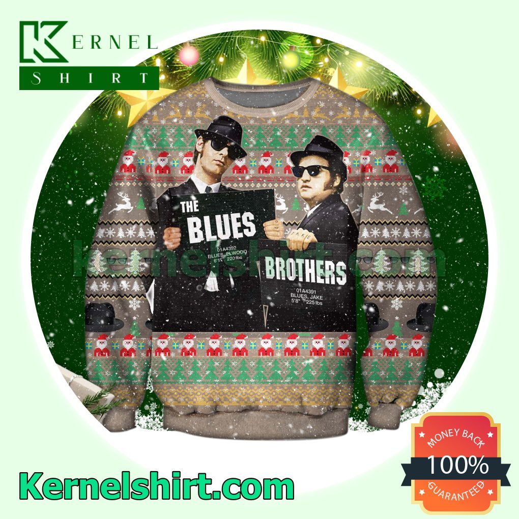 Elwood Blues Joliet Jake Blues The Blues Brothers Xmas Knitted Sweaters