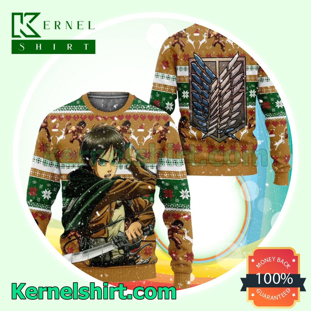Eren Yeager Anime Attack On Titan Knitted Christmas Jumper