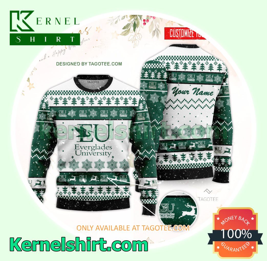 Everglades University Logo Xmas Knit Jumper Sweaters