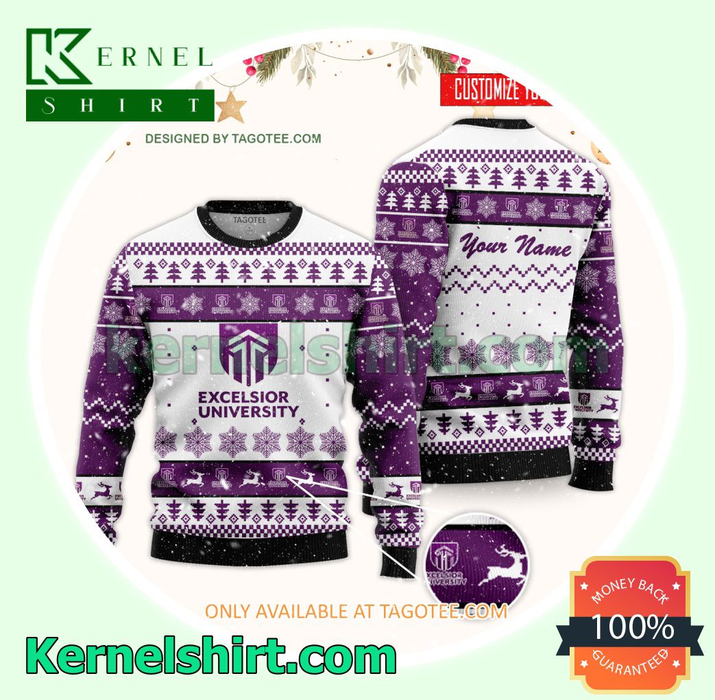 Excelsior College Logo Xmas Knit Jumper Sweaters