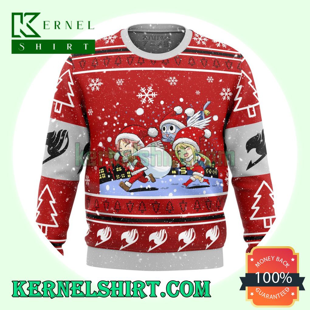 Fairy Tail Chibi Xmas Premium Manga Anime Knitting Christmas Sweatshirts