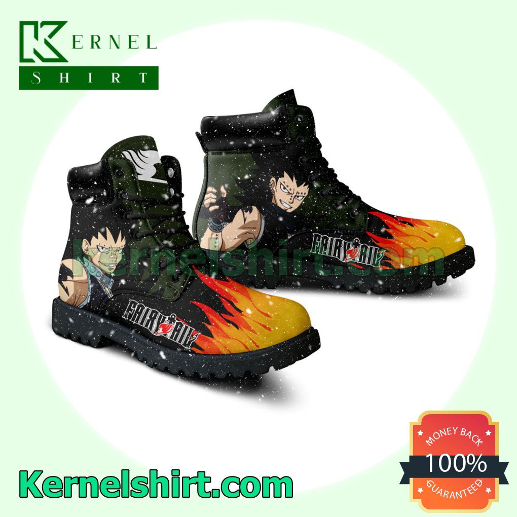 Fairy Tail Gajeel Redfox Winter Leather Boots a