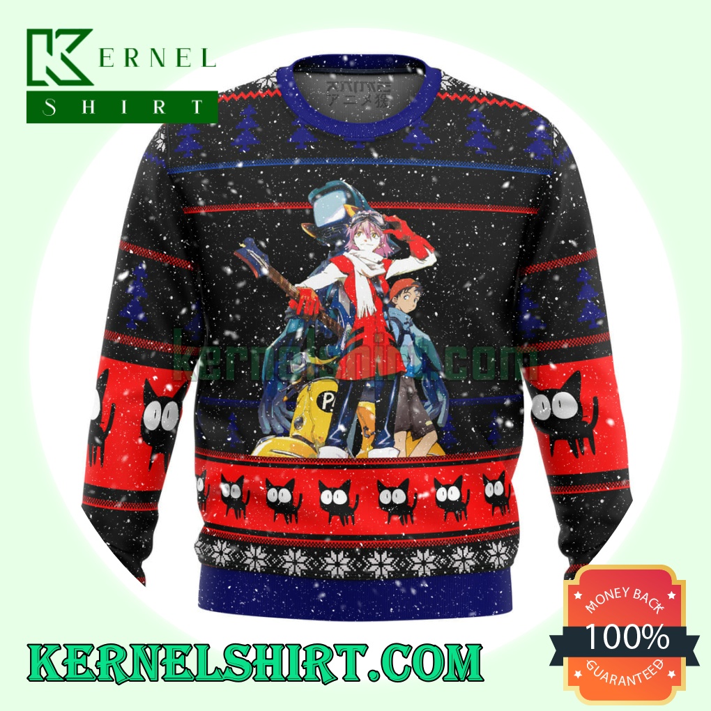 Flcl Poster Mamimi & Naota Knitting Christmas Sweatshirts