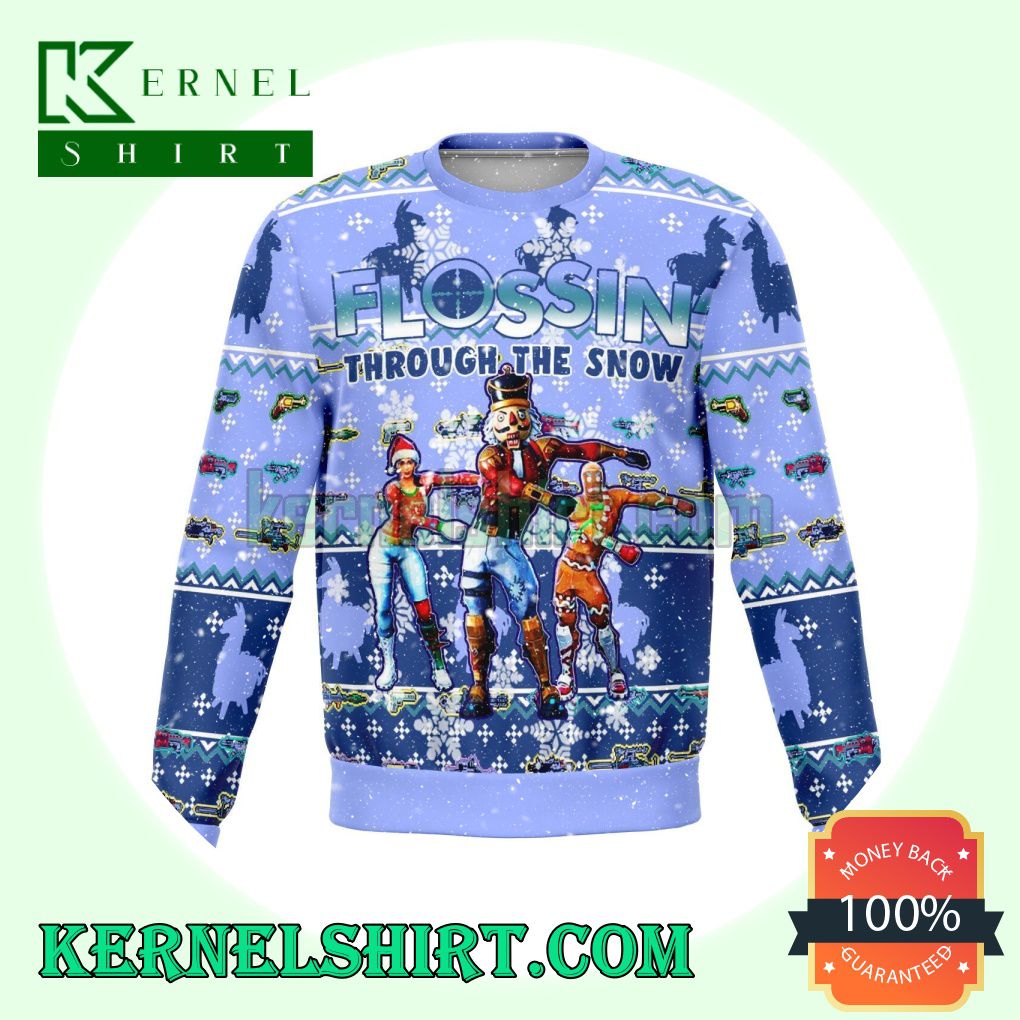 Fortnite Through The Snow Floss Knitting Christmas Sweatshirts