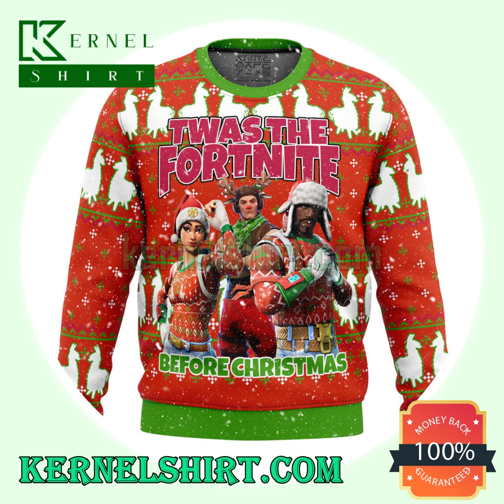 Fortnite Twas Night Before Christmas Knitting Christmas Sweatshirts