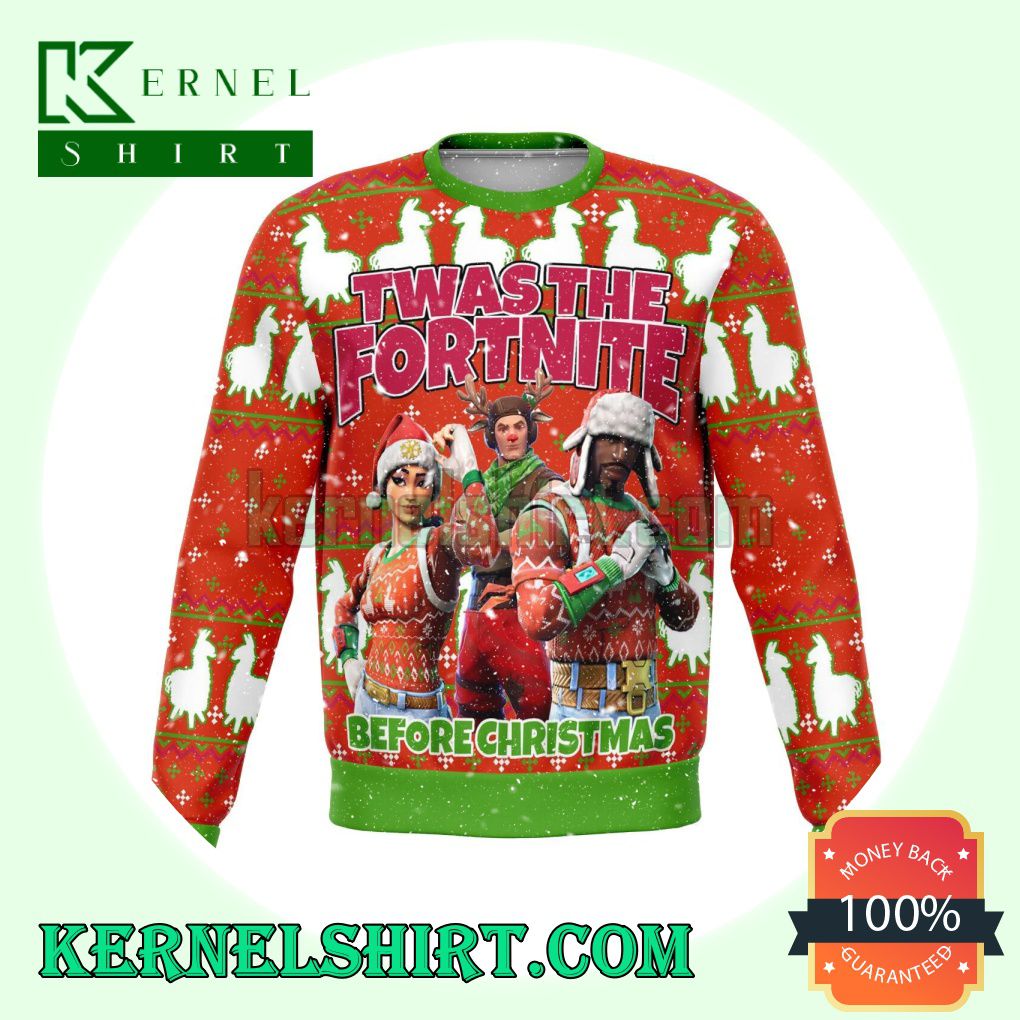 Fortnite Twas Night Knitting Christmas Sweatshirts