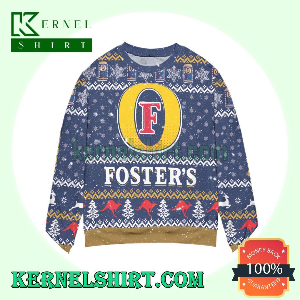 Foster's Beer Logo Snowflake Pattern Knitting Christmas Sweatshirts