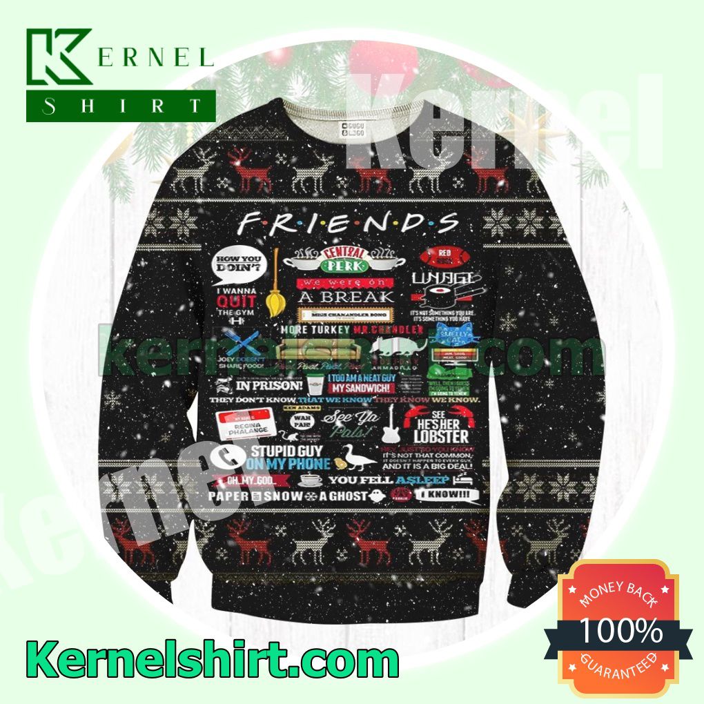 Friends Series Quotes Reindeer Pattern Knitted Christmas Sweatshirts