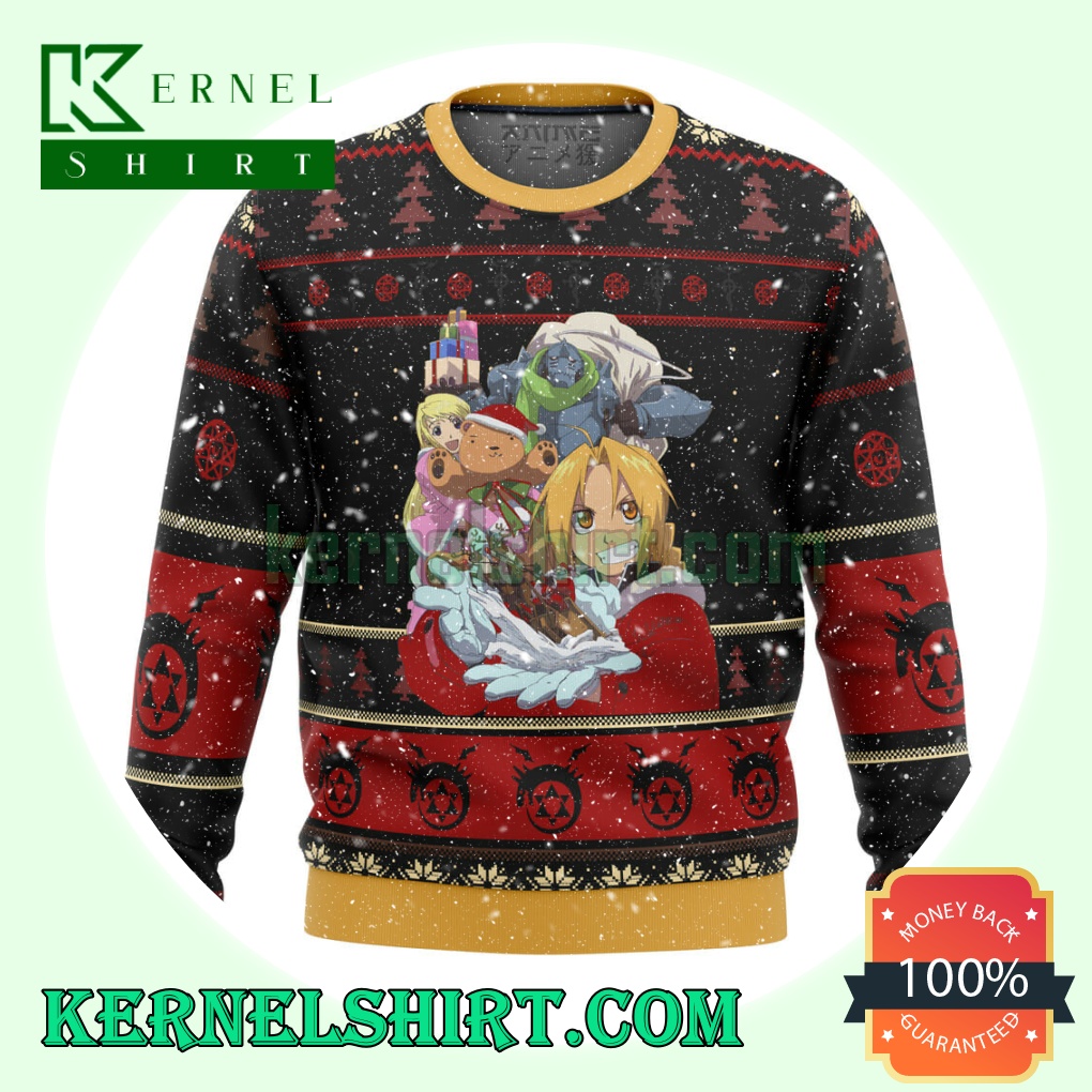 Fullmetal Alchemist Holidays Winry Alphonse Knitting Christmas Sweatshirts