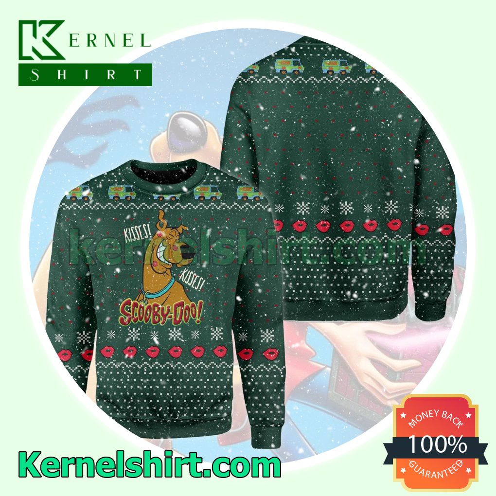 Funny Dog Scooby Doo Kisses Snowflake Knitted Christmas Sweatshirts