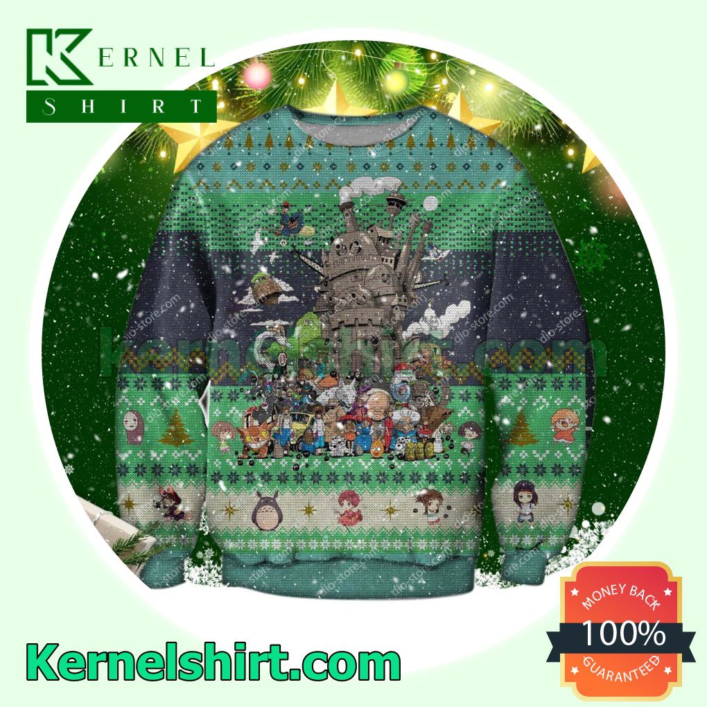 Ghibli Studio Characters Poster Xmas Knitted Sweaters