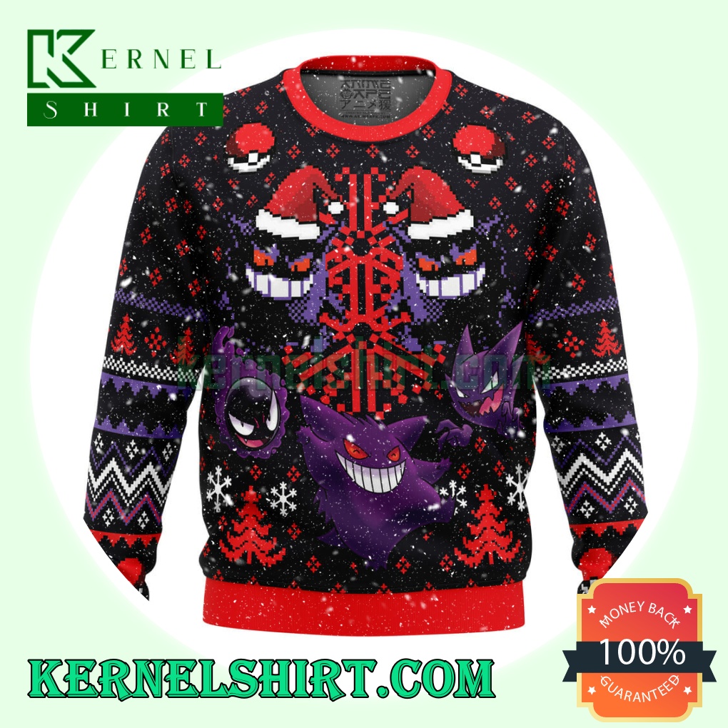 Ghosts Gengar Ghastly Pokemon Knitting Christmas Sweatshirts