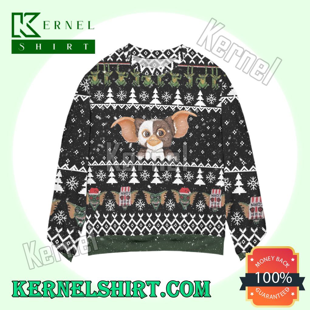 Gizmo The Gremlins Pine Tree & Snowflake Knitted Christmas Sweatshirts
