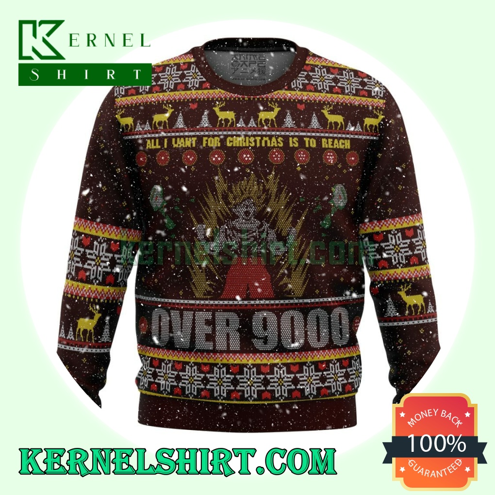 Goku Reach Over 9000 Dragon Ball Z Knitting Christmas Sweatshirts