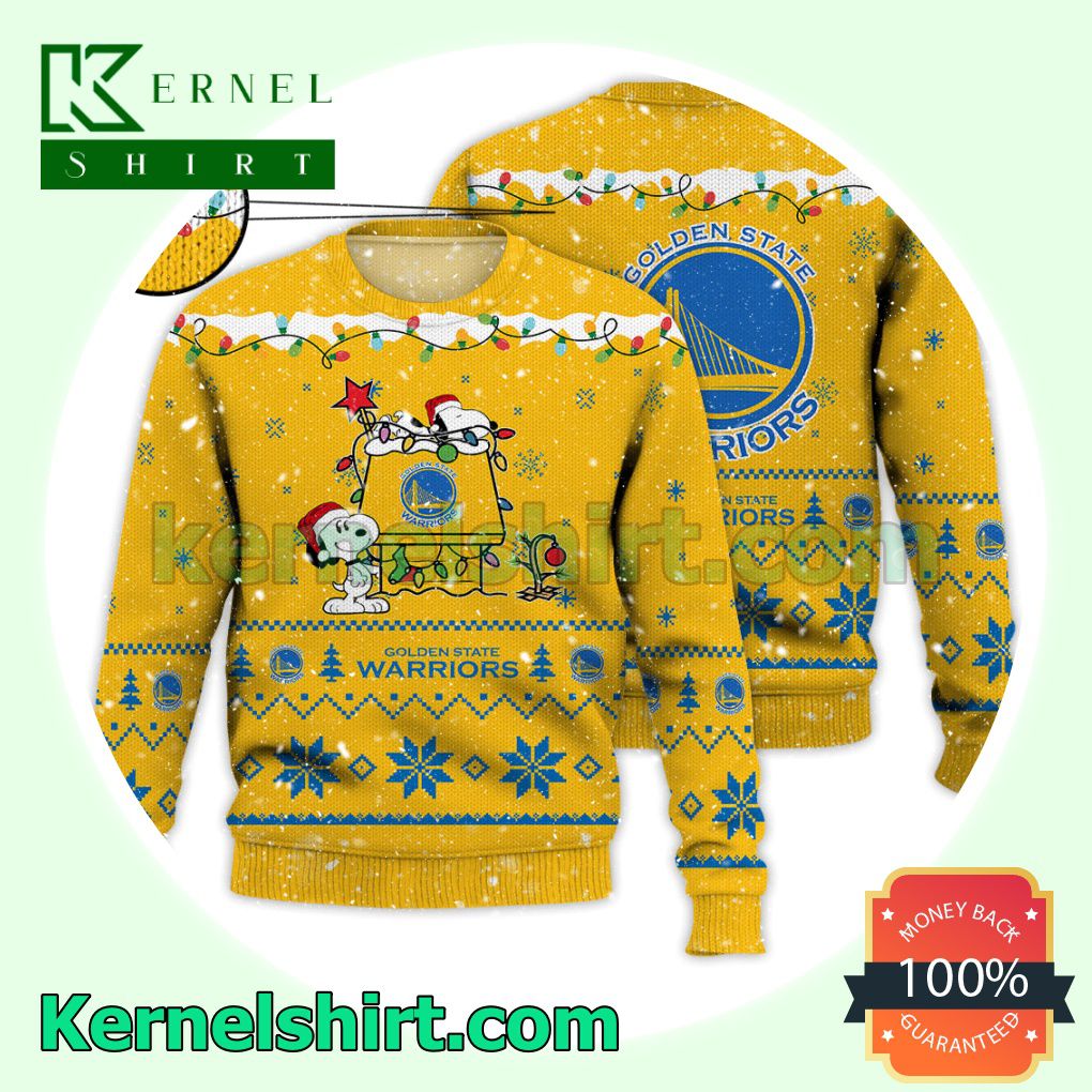 Golden State Warriors Snoopy Dog House Xmas NBA Knitted Sweater