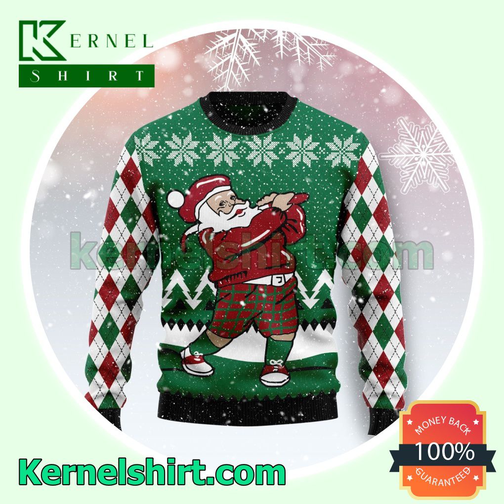 Golfer Santa Xmas Knitted Sweaters