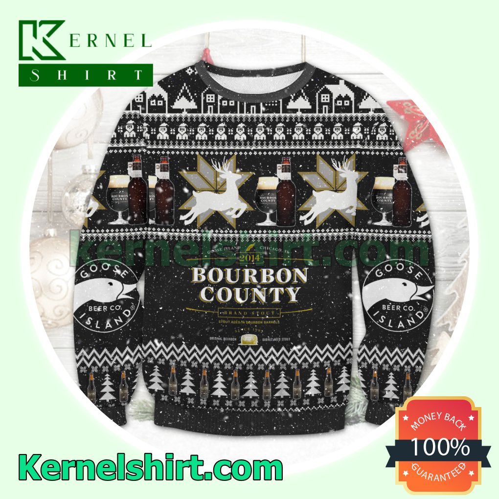 Goose Island Bourbon County Brand Stout 2014 Knitted Christmas Sweatshirts