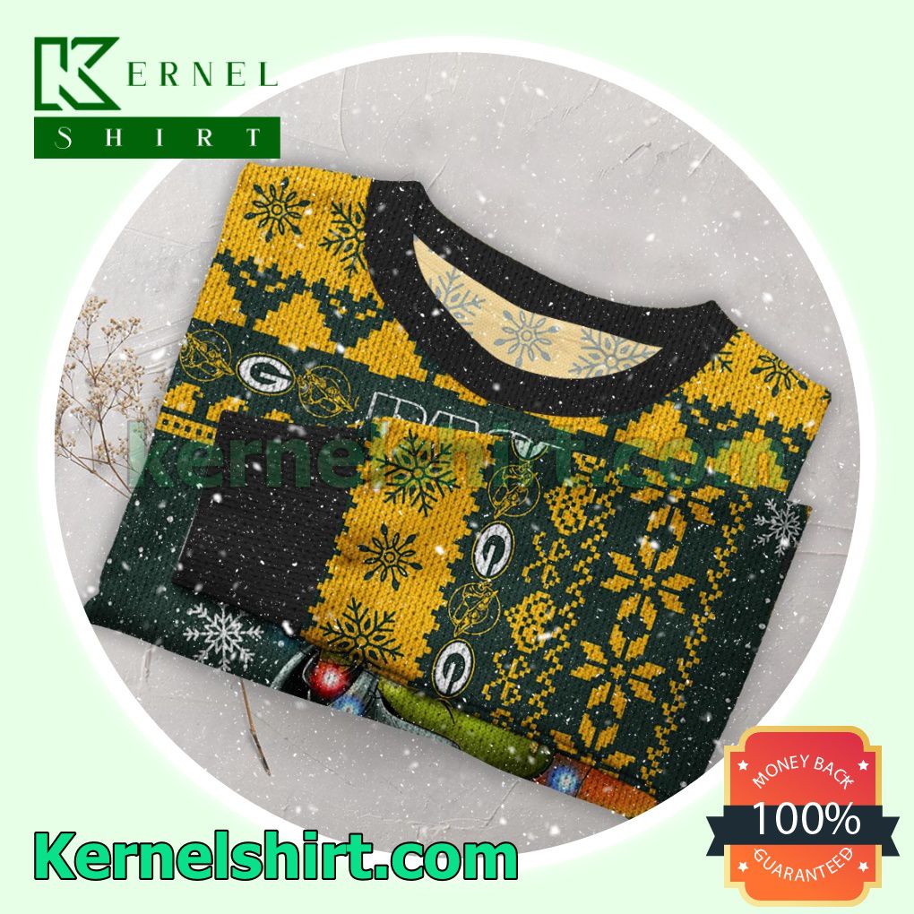 Green Bay Packers Grogu NFL Xmas Knitted Sweater a