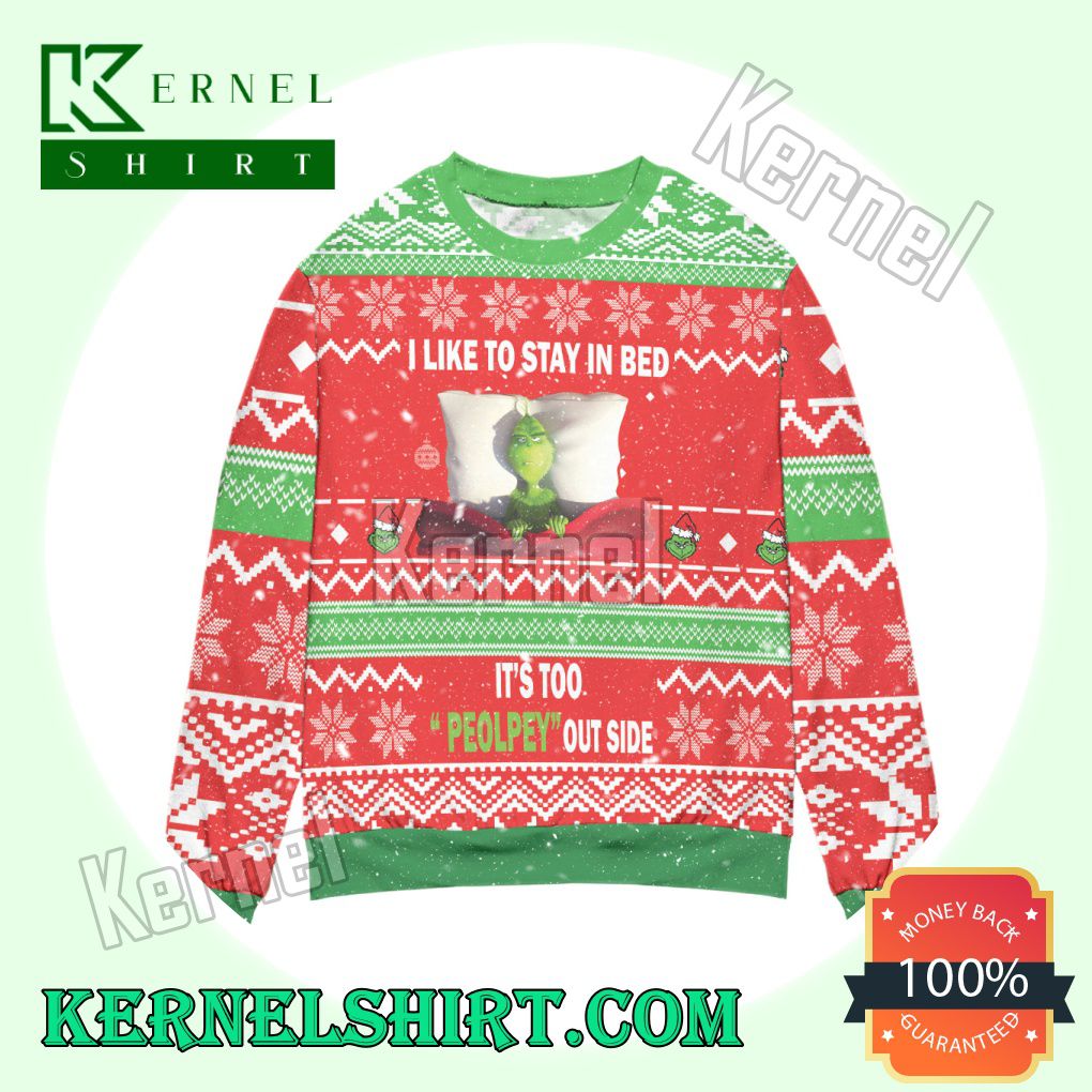 Grinch Disney It's Too Peopley Outside Knitted Christmas Sweatshirts