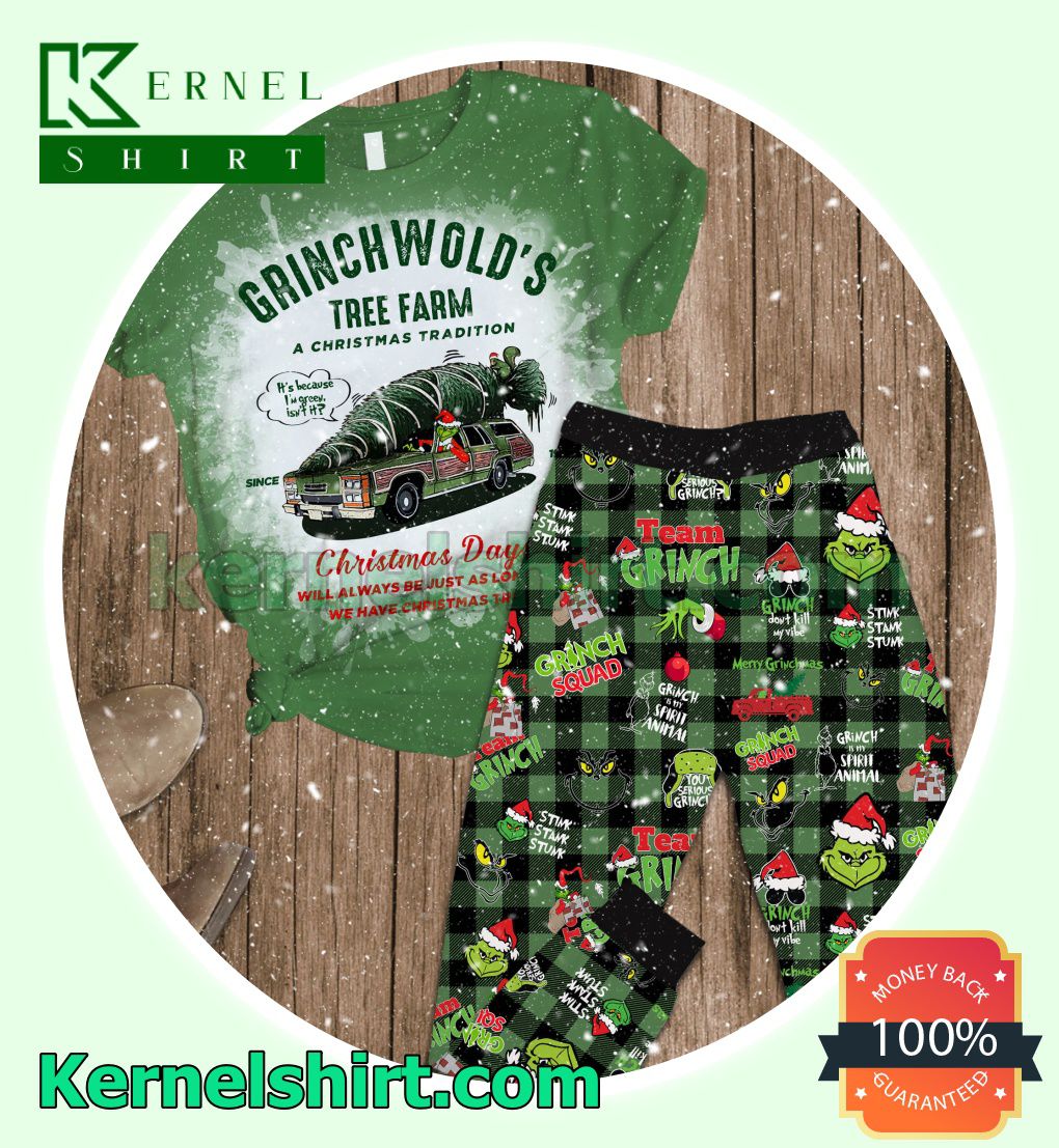 Grinch Wold's Tree Farm A Christmas Tradition Holiday Sleepwear