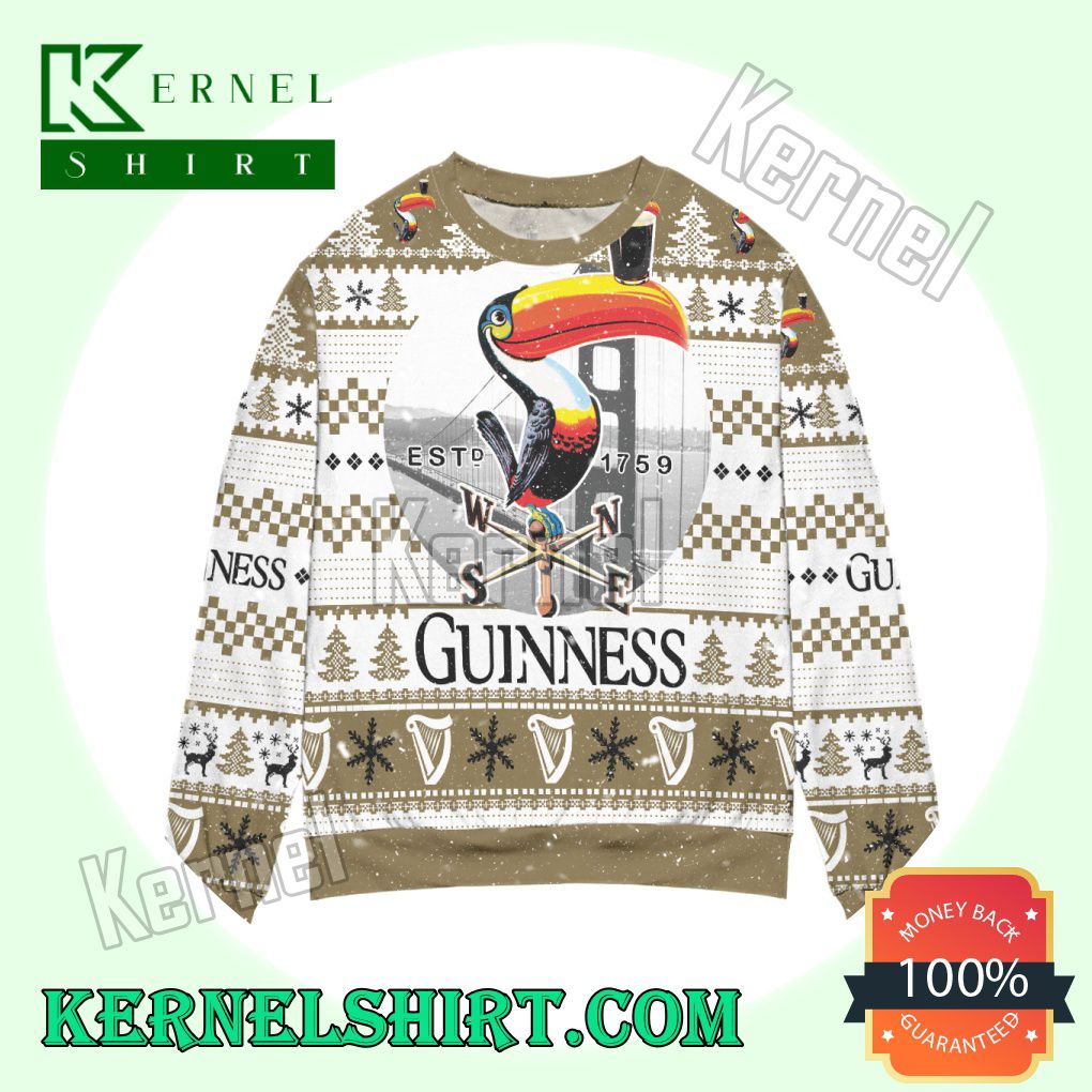 Guinness Beer Logo Checkered Pattern Claus Knitted Christmas Sweatshirts