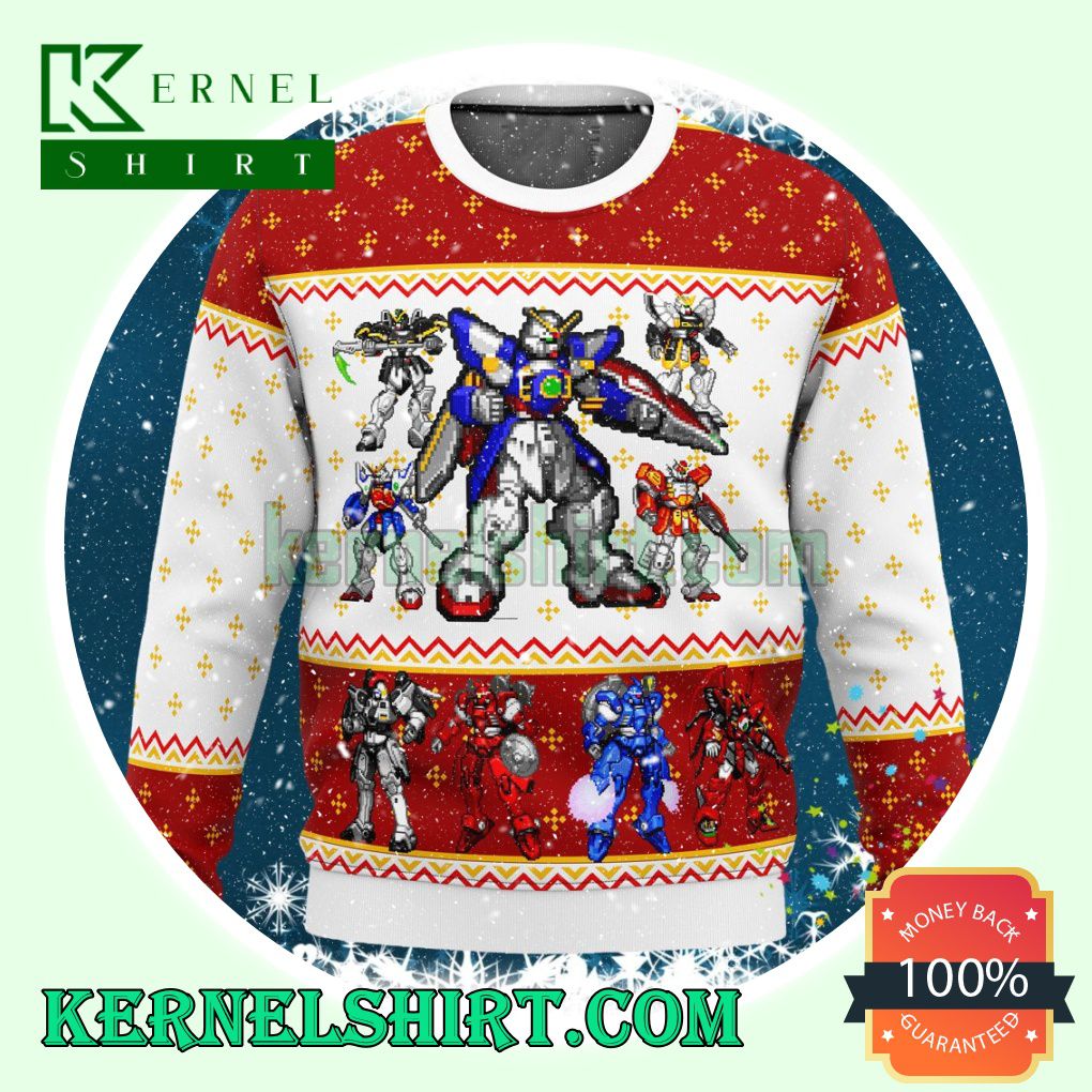 Gundam Wing Sprites Knitting Christmas Sweatshirts