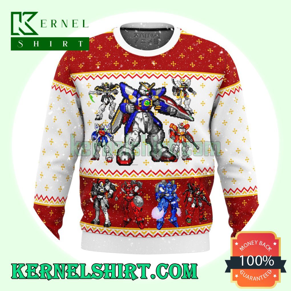 Gundam Wing Sprites Premium Manga Anime Knitting Christmas Sweatshirts