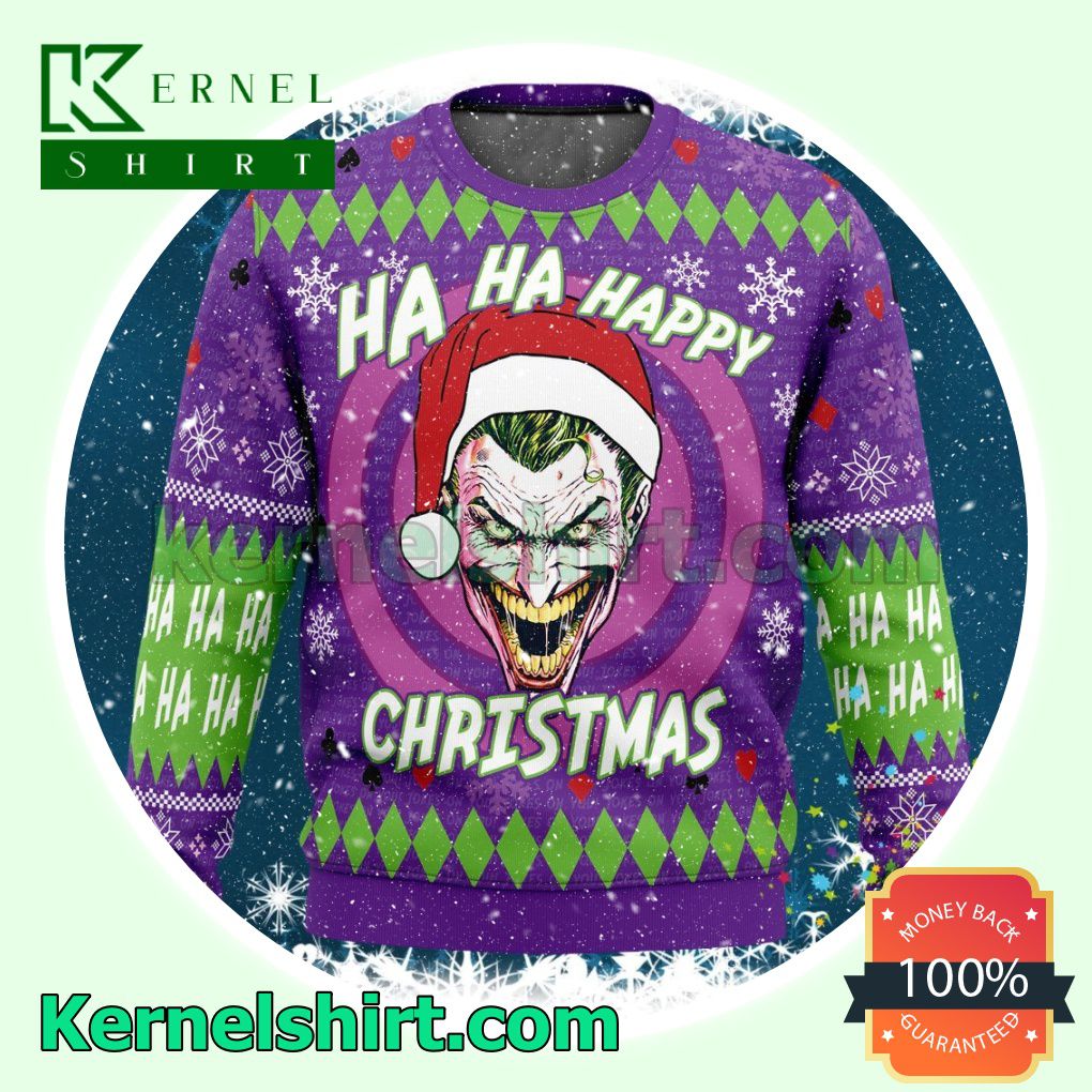 Ha Ha Happy Christmas Joker Knitted Christmas Jumper