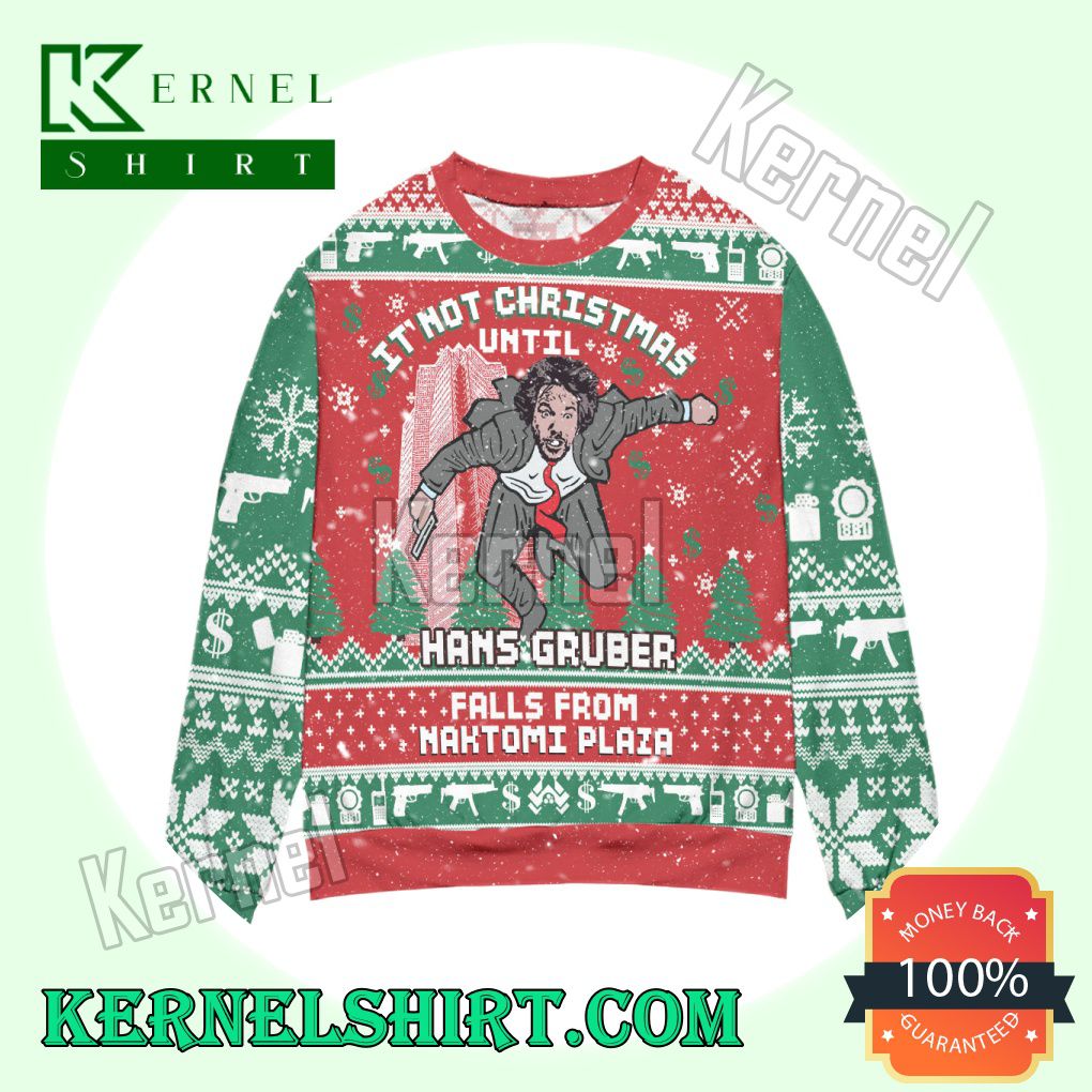 Hans Gruber Falls From Naktomi Plaza Die Hard Snowflake Knitted Christmas Sweatshirts