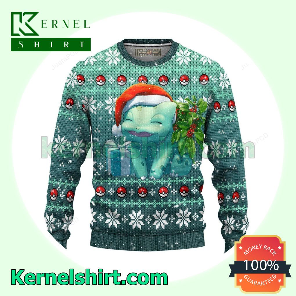 Happy Bulbasaur Pokemon Manga Anime Knitted Christmas Jumper