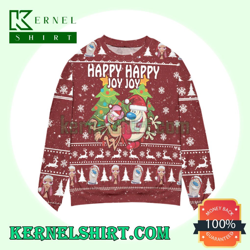 Happy Happy Joy Joy The Ren & Stimpy Show Knitting Christmas Sweatshirts