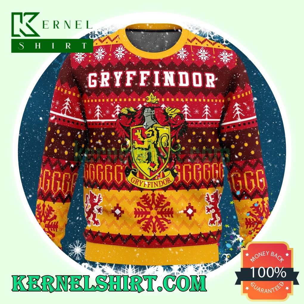 Harry Potter Gryffindor House Logo Knitting Christmas Sweatshirts