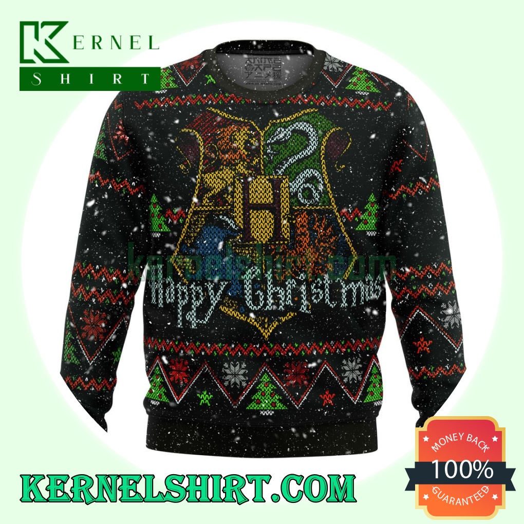 Harry Potter Happy Christmas Four Houses Knitting Christmas Sweatshirts